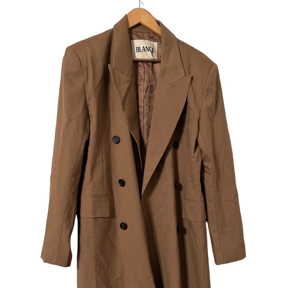 ✨ BLANCA Wool Carment Long Brown Trench Coat Jacket - Picture 6 of 9